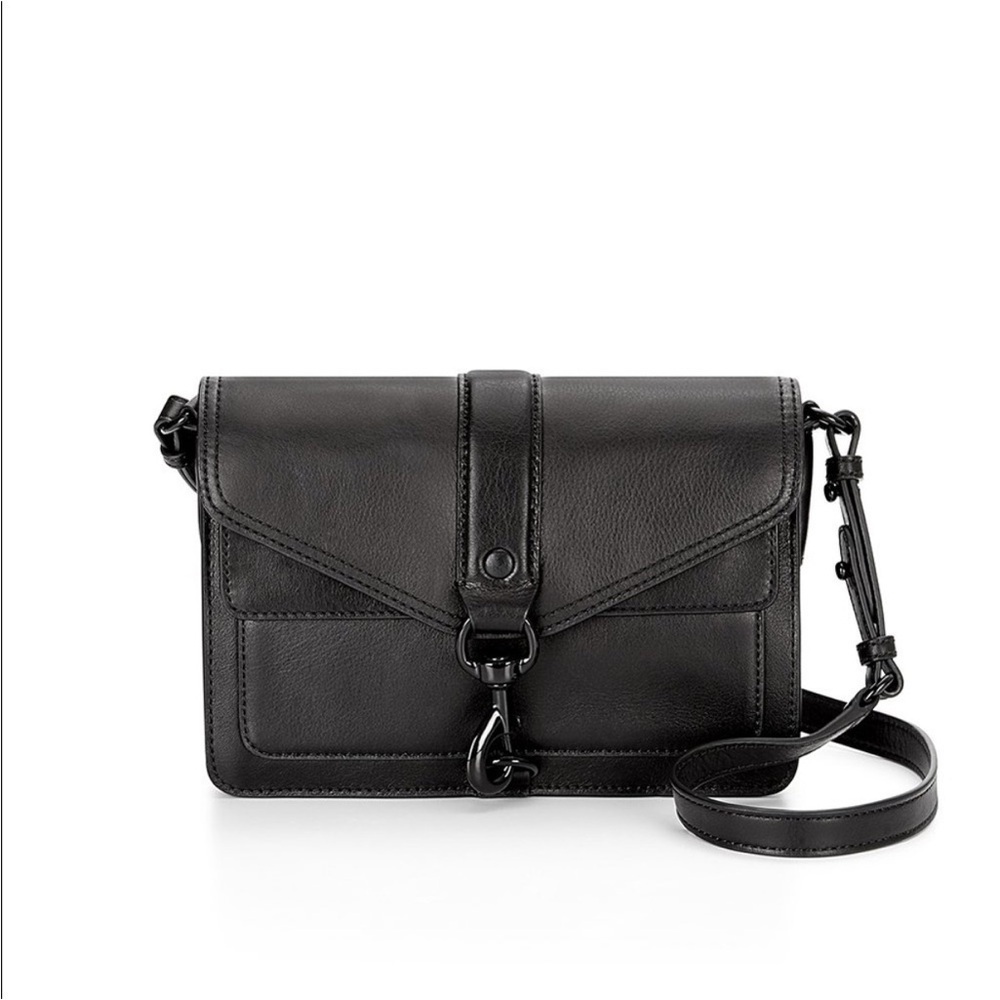 Rebecca Minkoff Hudson Mini Moto Saffiano Leather Crossbody Purse Bag
